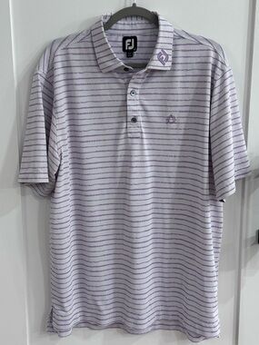 FootJoy ProDry Lisle Polo L Purple Striped Argyle Country Club Golf Shirt Large